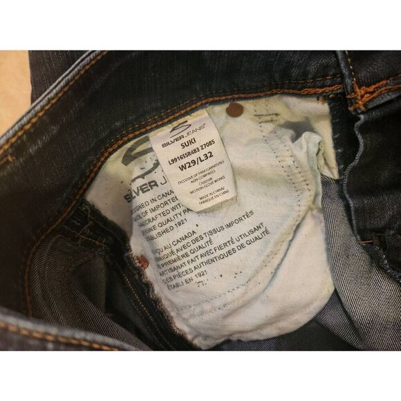 Silver Suki Jeans bootcut Low-Rise Y2k womens size 29x32 embroidered dark wash - Picture 4 of 11